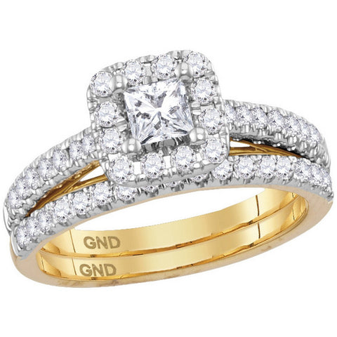 14kt Yellow Gold Womens Diamond Princess EGL Bridal Wedding Engagement Ring Band Set 1.00 Cttw 113728 - shirin-diamonds