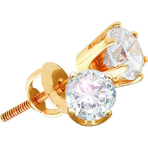 14kt Yellow Gold Womens Round Diamond Solitaire I1 JK Screwback Stud Earrings 1/2 Cttw 11449 - shirin-diamonds
