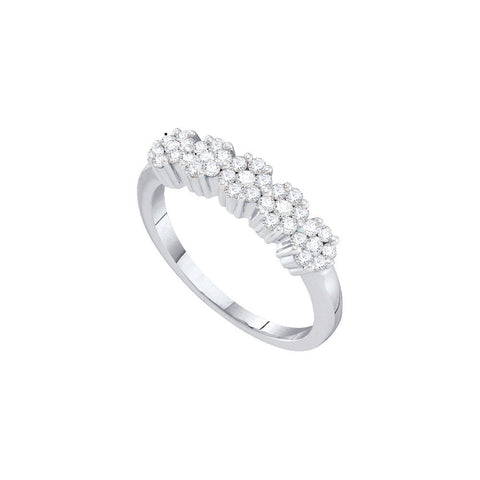 14kt White Gold Womens Round Diamond Five Flower Cluster Ring 1/4 Cttw 18634 - shirin-diamonds