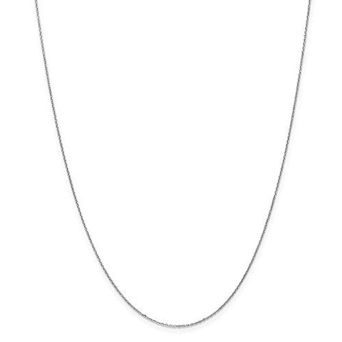 10k White Gold 18in .8mm D/C Cable Necklace Chain