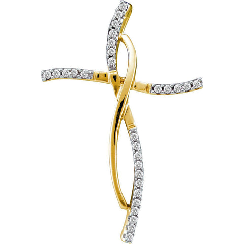 14kt Yellow Gold Womens Round Diamond Woven Infinity Cross Pendant 1/10 Cttw 39708 - shirin-diamonds