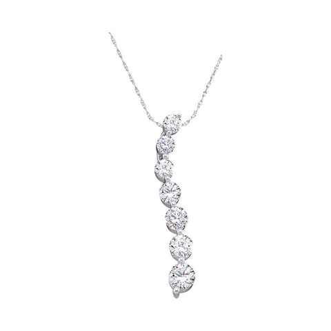 10kt White Gold Womens Round Pave-set Diamond Graduated Journey Pendant 1/4 Cttw 43556 - shirin-diamonds