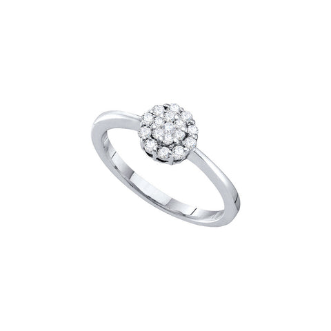 14kt White Gold Womens Round Diamond Circle Frame Flower Cluster Ring 1/4 Cttw 46734 - shirin-diamonds