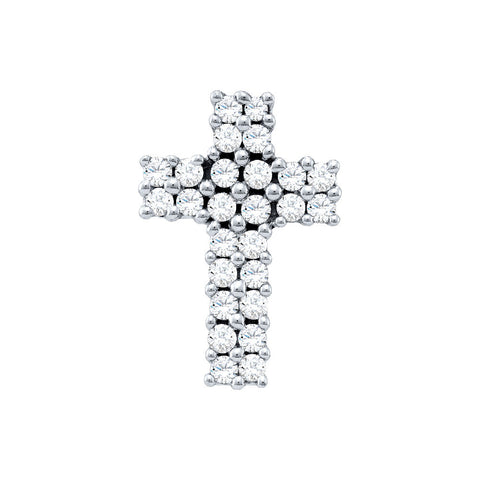 14kt White Gold Womens Round Diamond Cross Pendant 1/3 Cttw 53109 - shirin-diamonds