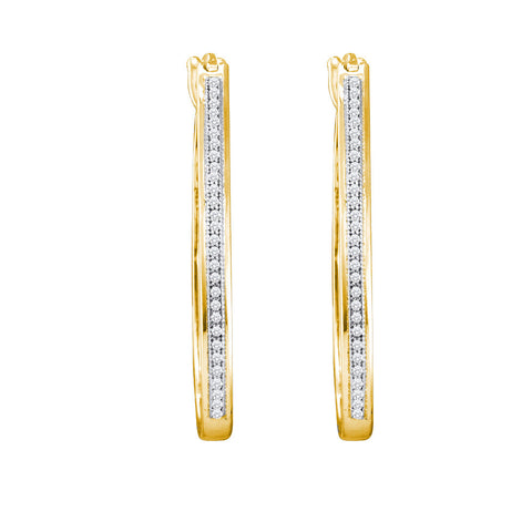 10kt Yellow Gold Womens Round Diamond Single Row Slender Hoop Earrings 1/6 Cttw 58715 - shirin-diamonds
