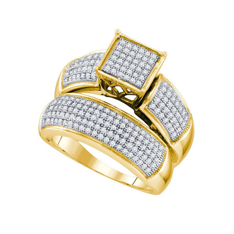 10kt Yellow Gold Womens Diamond Cluster Bridal Wedding Engagement Ring Band Set 5/8 Cttw 63532 - shirin-diamonds