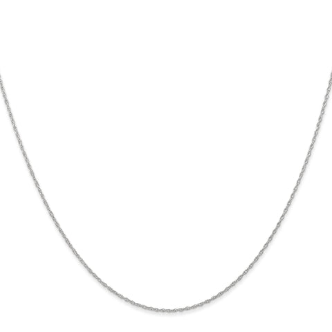 14k White Gold Thin 18in 0.60mm Carded Cable Rope Necklace Chain