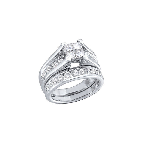 10k White Gold Princess Invisible-set Diamond Bridal Wedding Engagement Ring Set 1/2 Cttw Size 6 74271 - shirin-diamonds