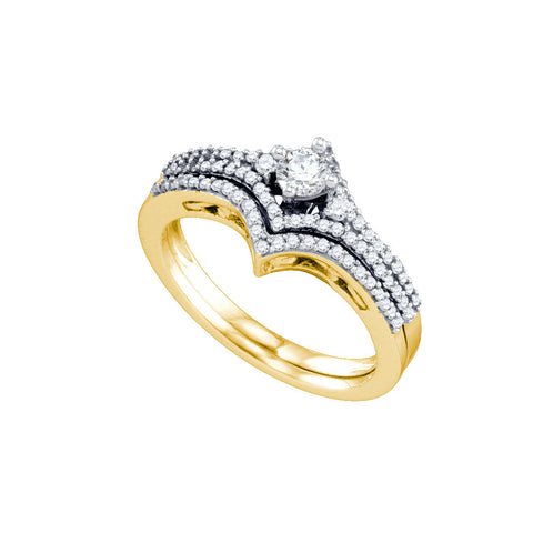 14kt Yellow Gold Womens Round Diamond Bridal Wedding Engagement Ring Band Set 1/2 Cttw 74341 - shirin-diamonds