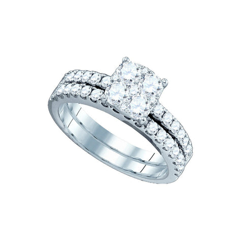 18kt White Gold Womens Round Diamond Bridal Wedding Engagement Ring Band Set 1-3/8 Cttw 76773 - shirin-diamonds