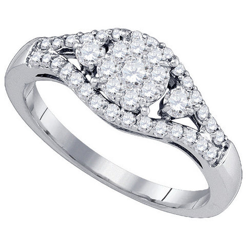 10kt White Gold Womens Round Diamond Flower Cluster Ring 5/8 Cttw 77483 - shirin-diamonds