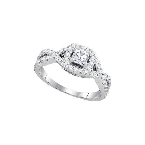 14kt White Gold Womens Princess Diamond Solitaire Twist Bridal Wedding Engagement Ring 1.00 Cttw 93829 - shirin-diamonds