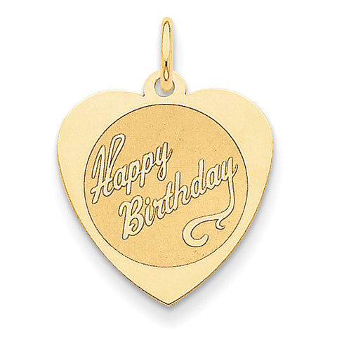 14k Happy Birthday Heart Disc Charm A2000/L - shirin-diamonds