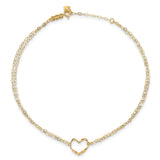 14k Double Strand Heart 9 With 1 Ext Anklet ANK173 - shirin-diamonds