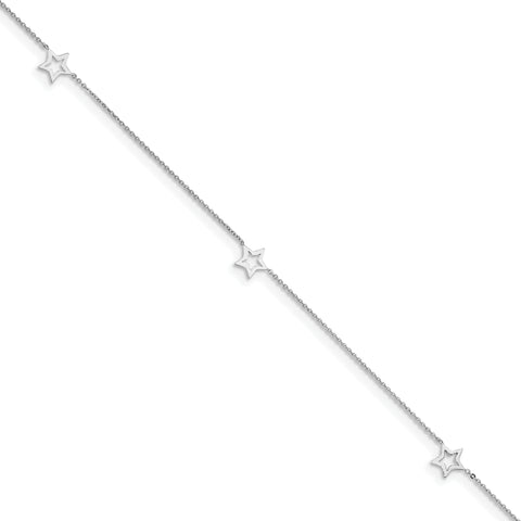 14K White Gold Adjustable Star w/ 1in ext. Anklet ANK200 - shirin-diamonds