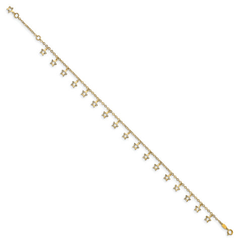 14k Gold Polished & Textured Star Anklet ANK282 - shirin-diamonds