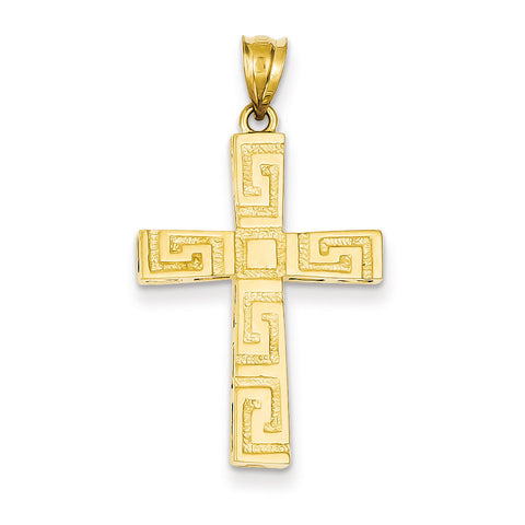 14K Greek Key Cross Pendant D3496 - shirin-diamonds