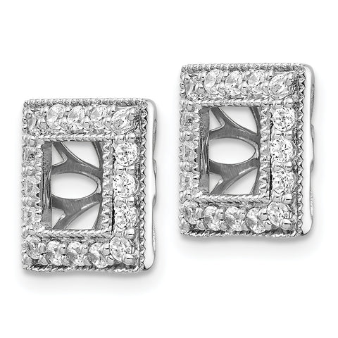 14K White Gold Lab Grown Diamond Square Jacket Earrings 0.48CTW