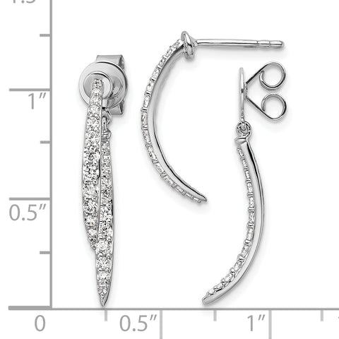 14K White Gold Lab Grown Diamond Front/Back Post Dangle Earrings 0.65CTW