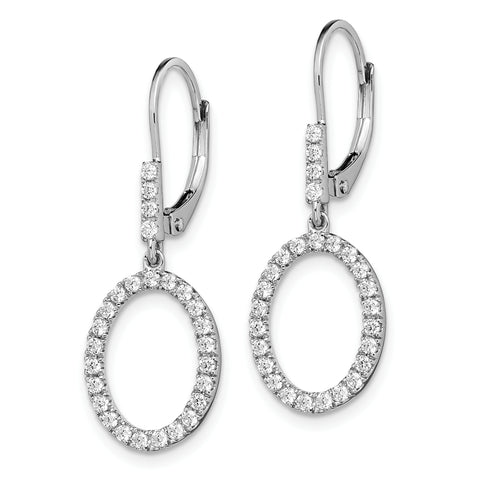 14K White Gold Lab Grown Diamond SI1/SI2, G H I, Oval Leverback Earrings 0.544CTW