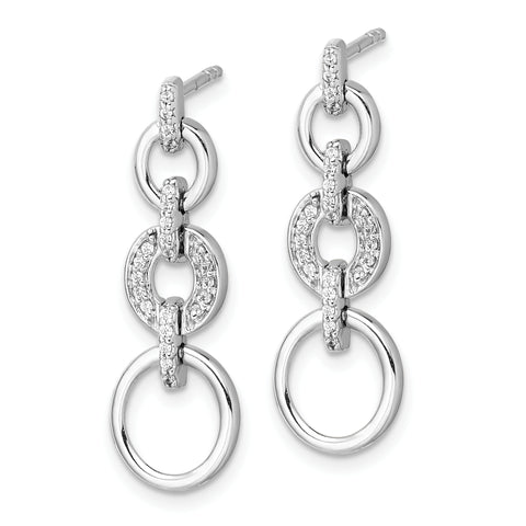 14K White Gold Lab Grown Diamond Fancy Dangle Earrings 0.144CTW