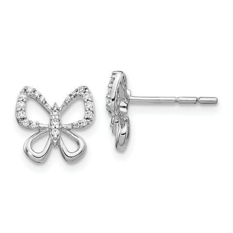 14K White Gold Lab Grown Diamond Butterfly Earrings 0.16CTW