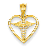 14k Caduceus Heart Medical Pendant K4936 - shirin-diamonds