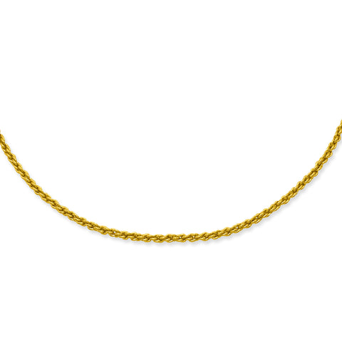 20in Gold-plated 2mm French Rope Chain KW469 - shirin-diamonds
