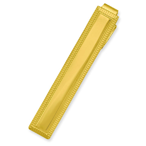 Gold-plated Lined Edge Tie Bar KW598 - shirin-diamonds