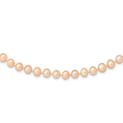 14k 7-8mm Pink Near Round Freshwater Cultured Pearl Necklace (Weight: Grams, Length: 24 Inches)
