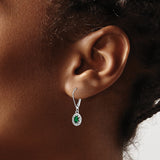Sterling Silver Rhodium-plated Diam. & Created Emerald Earrings QBE10MAY