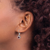 Sterling Silver Rhodium-plated Diam. & Created Ruby Earrings QBE11JUL