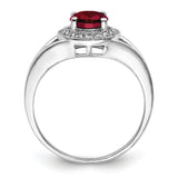 Sterling Silver Rhodium-plated Diam. & Created Ruby Ring QBR11JUL