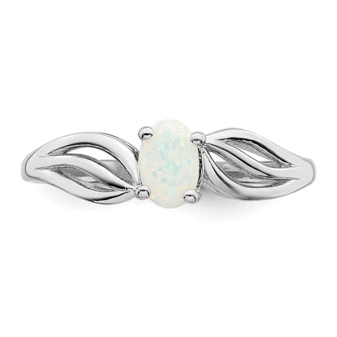 Sterling Silver Rhodium-plated Created Opal Ring QBR17OCT