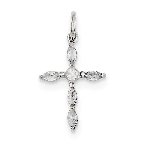 Sterling Silver CZ Cross Charm QC5339 - shirin-diamonds