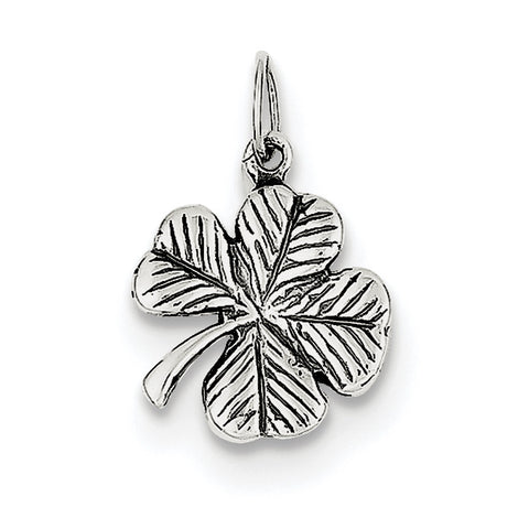 Sterling Silver Antiqued 4-Leaf Clover Charm QC6996 - shirin-diamonds
