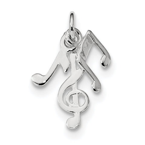 Sterling Silver Rhod-plated Polished Music Notes Charm QC9294 - shirin-diamonds