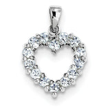 Sterling Silver Rhodium Aqua Heart Pendant QDX883 - shirin-diamonds
