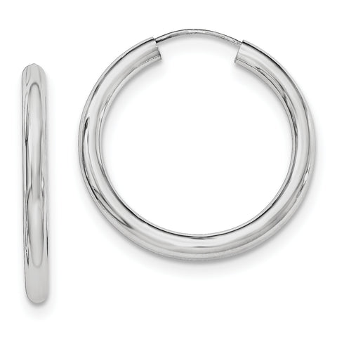 Sterling Silver Rhodium-plated Polished Endless Tube Hoop Earrings QE11528 - shirin-diamonds