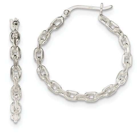 Sterling Silver Polished Hinged Hoop Earrings QE11687 - shirin-diamonds