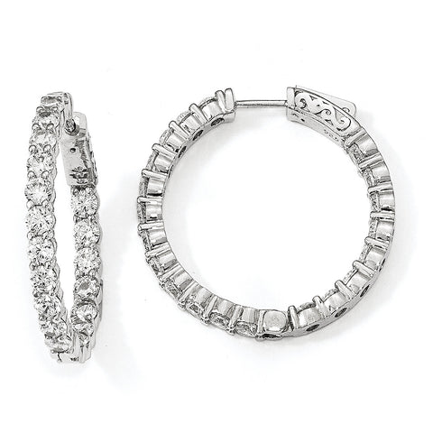 Sterling Silver Rhodium-plated CZ In & Out Hoop Earrings QE12997 - shirin-diamonds