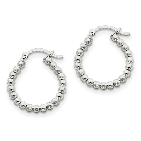 Sterling Silver Polished Beaded Hoop Earrings QE1971 - shirin-diamonds