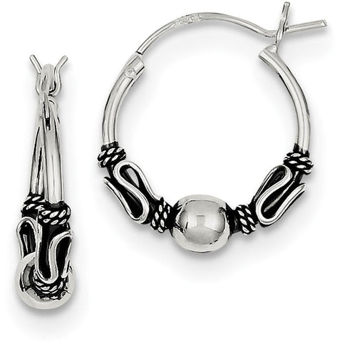Sterling Silver Antiqued Hoop Earrings QE6856 - shirin-diamonds