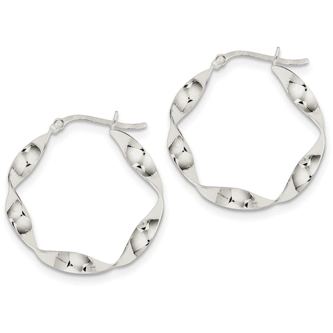 Sterling Silver Twisted Hoop Earrings QE8230 - shirin-diamonds