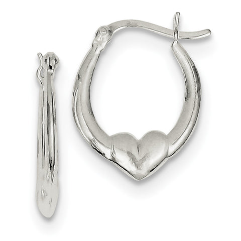 Sterling Silver Heart Hoop Earrings QE8332 - shirin-diamonds