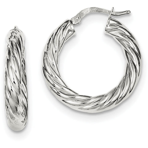 Sterling Silver Polished Twisted Hoop Earrings QE8359 - shirin-diamonds