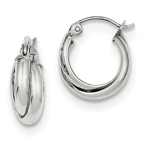 Sterling Silver Rhodium Plated Hoop Earrings QE8393 - shirin-diamonds