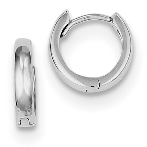 Sterling Silver Rhodium Polished Hinged Hoop Earrings QE8490 - shirin-diamonds