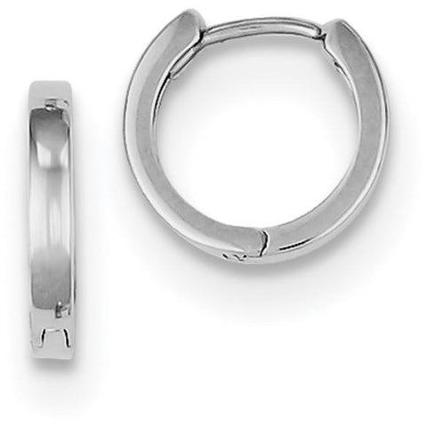 Sterling Silver Rhodium Polished Hinged Hoop Earrings QE8491 - shirin-diamonds