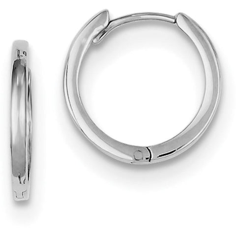Sterling Silver Rhodium Polished Hinged Hoop Earrings QE8495 - shirin-diamonds